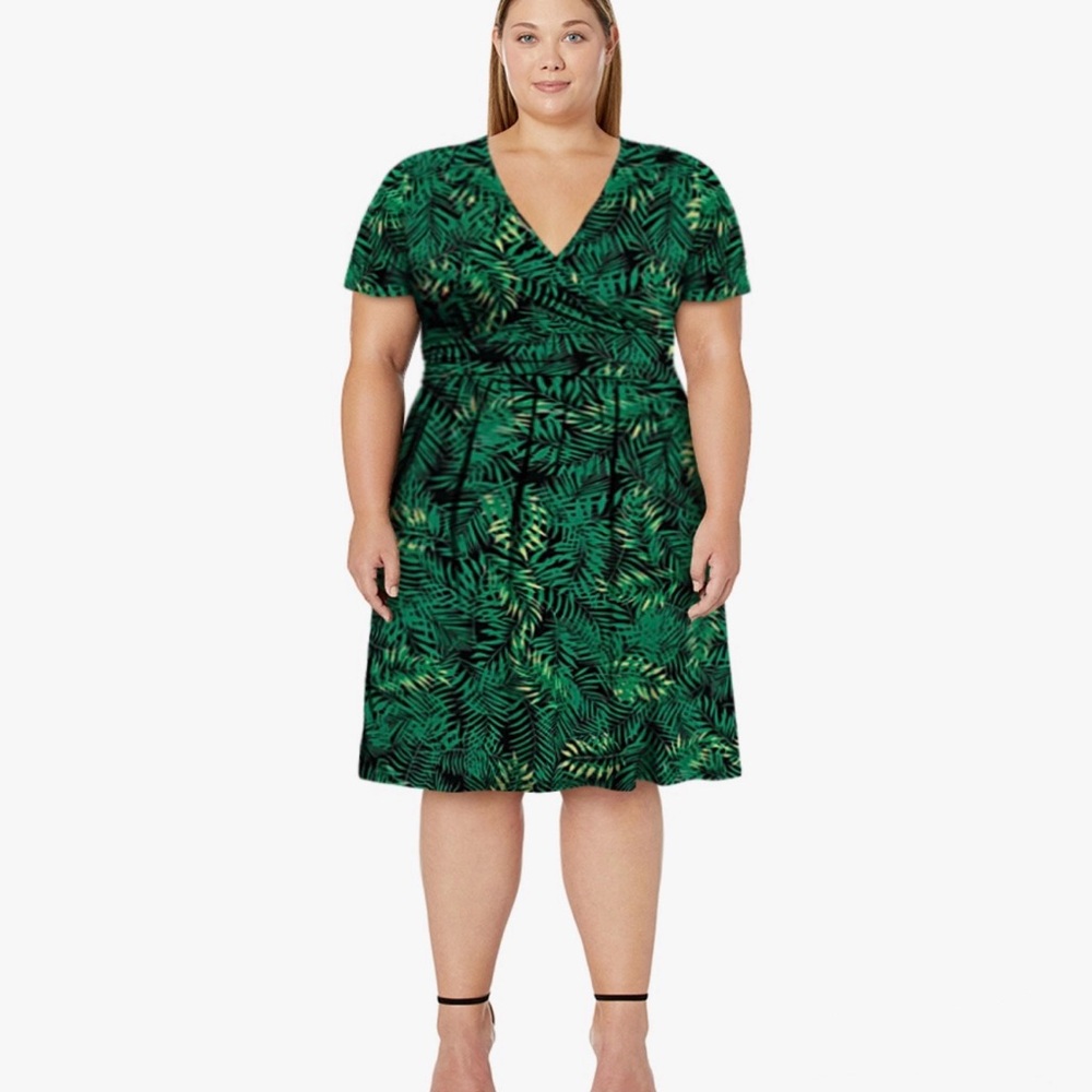Women short sleeves casual dress V-neck floral party dress with pockets NWT